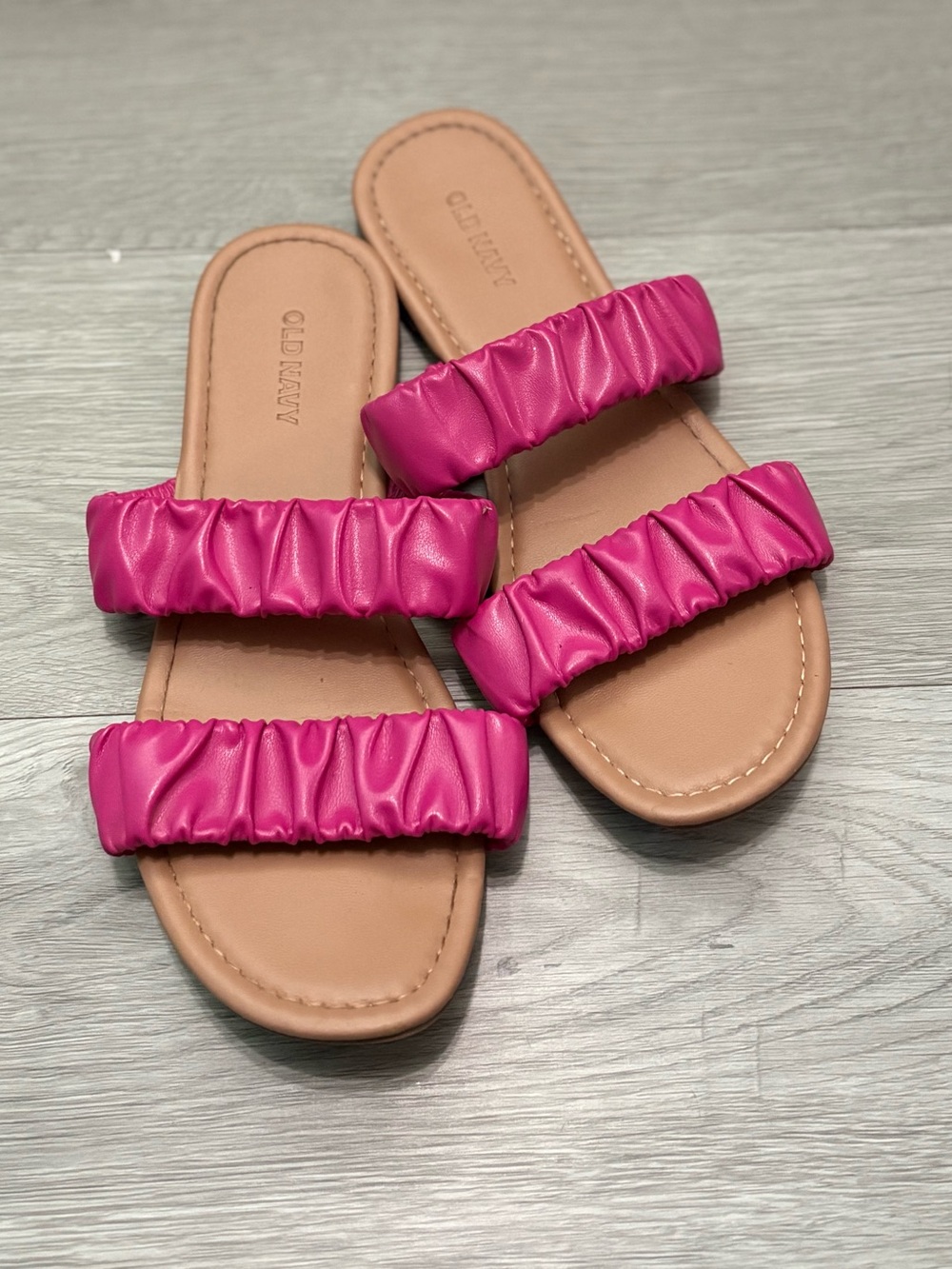 Old Navy Womens Pink Double-Strap Ruched Slide Sandals Size 6.5